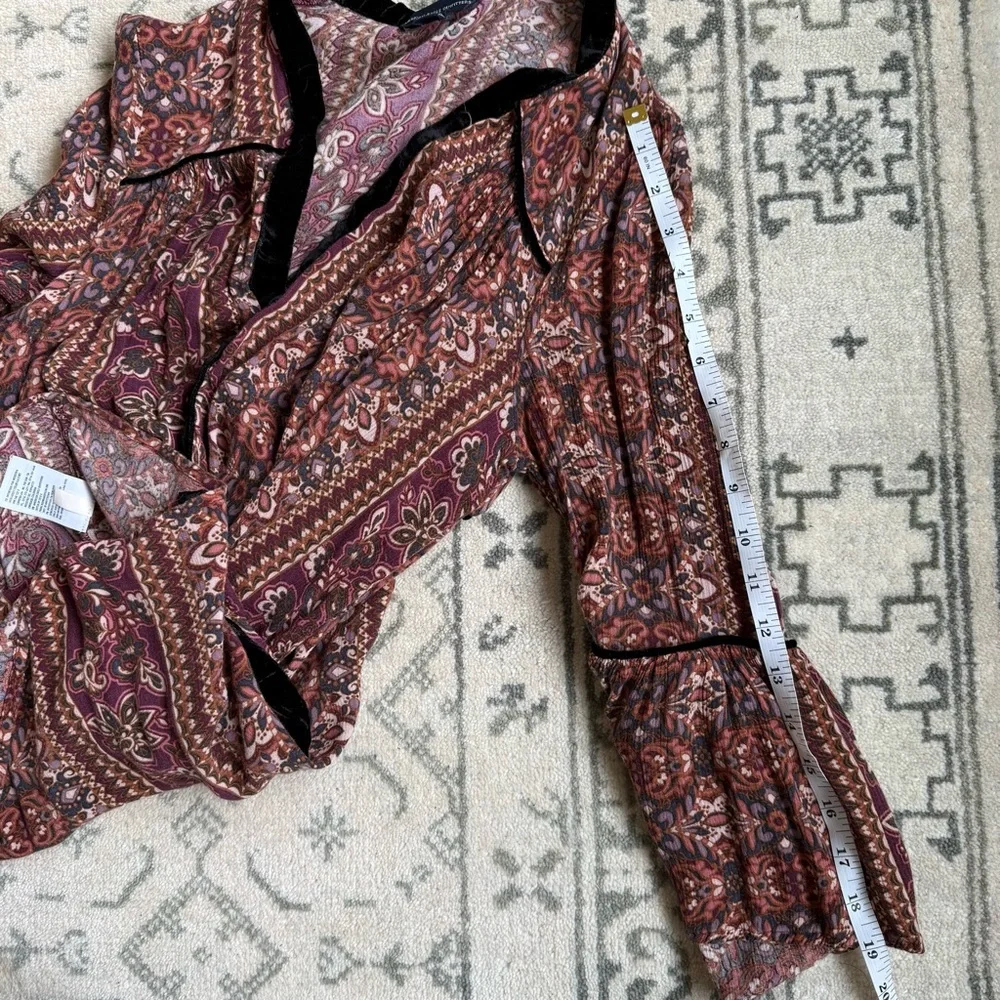 American Eagle 3/4 Sleeve Relaxed Open Front Blouse - Picture 5 of 6